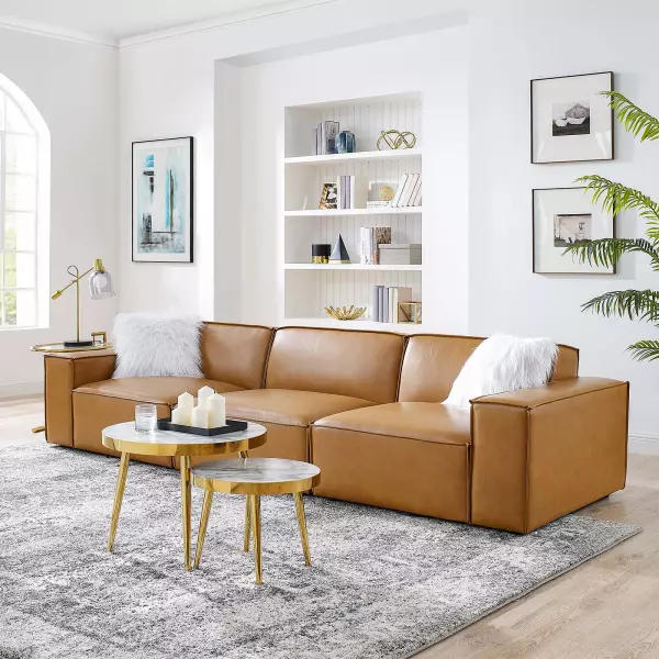 EEI-4708-TAN Restore Vegan Leather 3 Pieces Sofa in Tan