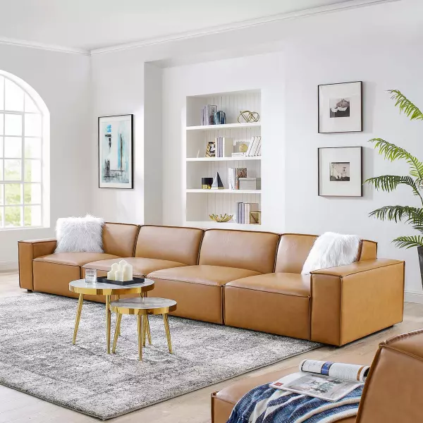 EEI-4710-TAN Restore Vegan Leather 4 Piece Sofa in Tan