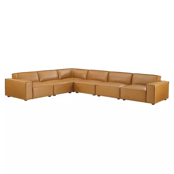 EEI-4715-TAN Restore 6 Pieces Vegan Leather Sectional Sofa