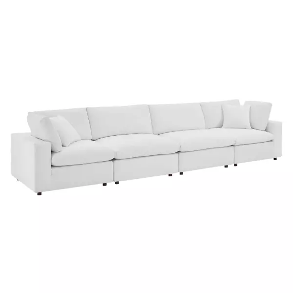 EEI-4819-WHI Modway Commix Down Filled Overstuffed Performance Velvet 4-Seater Sofa White
