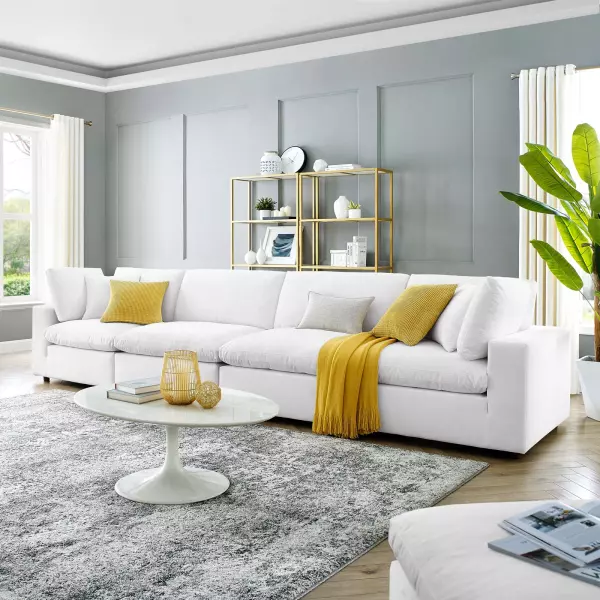 EEI-4819-WHI Modway Commix Down Filled Overstuffed Performance Velvet 4-Seater Sofa White