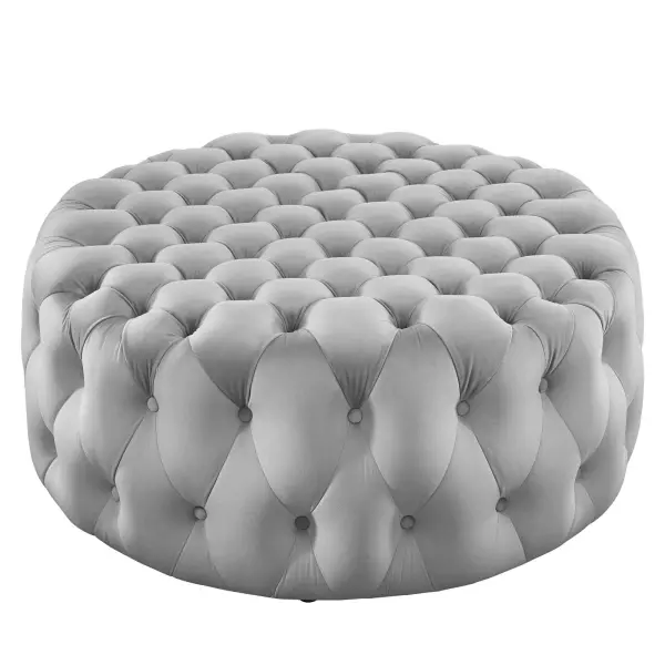 EEI-5469-LGR Amour Tufted Button Large Round Performance Velvet Ottoman