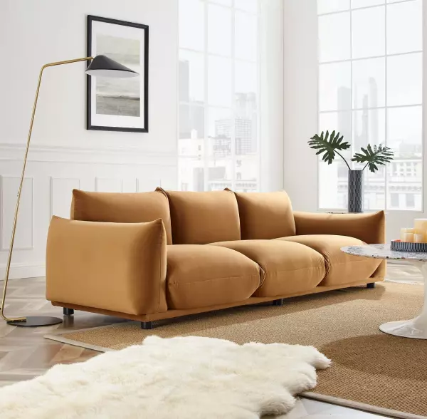 EEI-5470-COG Copious Performance Velvet Sofa Cognac