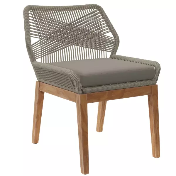 EEI-5747-LGR-GRG Wellspring Outdoor Patio Teak Wood Dining Chair