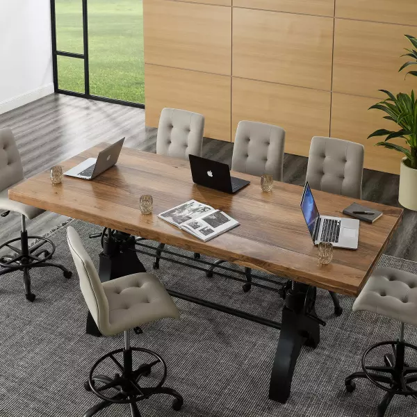 EEI-6149-BLK-NAT Genuine 96" Adjustable Height Dining and Conference Table