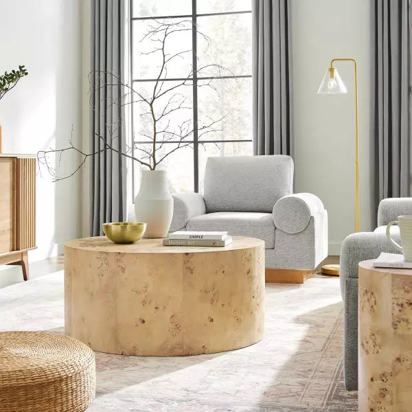 EEI-6274-NAB Cosmos 35" Round Burl Wood Coffee Table