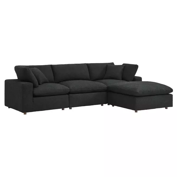 EEI-6363-BLK Modway Commix Down Filled Overstuffed Boucle Fabric 4-Piece Sectional Sofa in Black