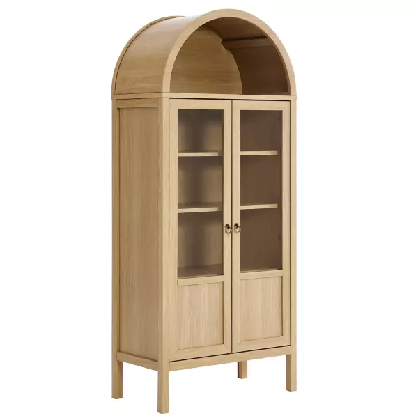 EEI-6638-OAK Modway Tessa Arched Tall Storage Display Cabinet in Natural Oak