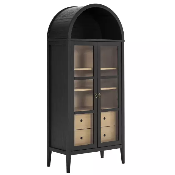 EEI-6639-BLK-OAK Modway Nolan Arched Tall Storage Display Cabinet in Black