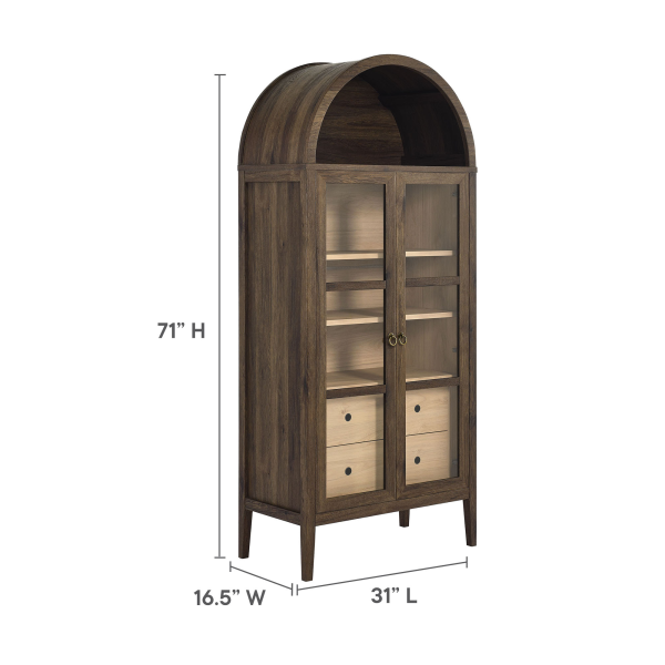 Eei 6639 Wal Hck Nolan Tall Arched Storage Display Cabinet By Modway In Brown 3