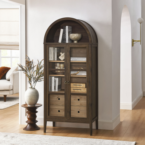 Eei 6639 Wal Hck Nolan Tall Arched Storage Display Cabinet By Modway In Brown 9