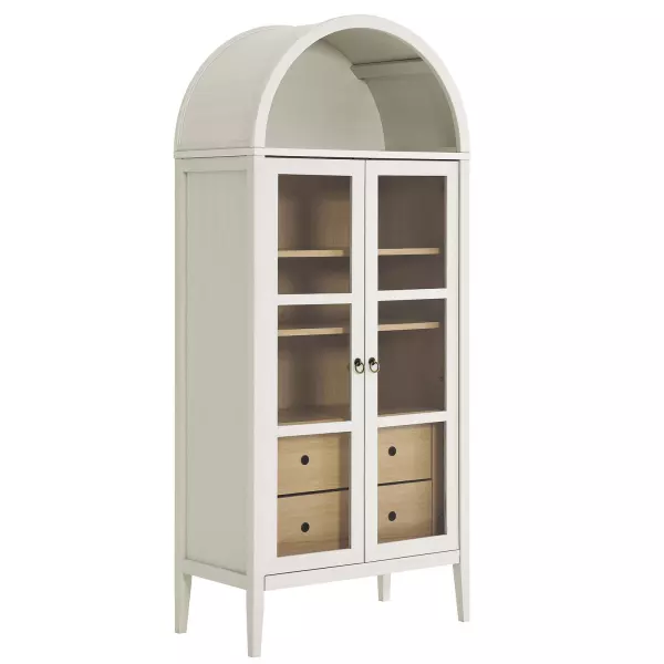 EEI-6639-WHI-OAK Modway Nolan Arched Tall Storage Display Cabinet in White
