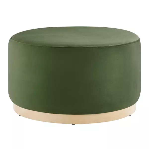 EEI-6648-MOG-NAT Tilden Large 29" Round Performance Velvet Upholstered Ottoman