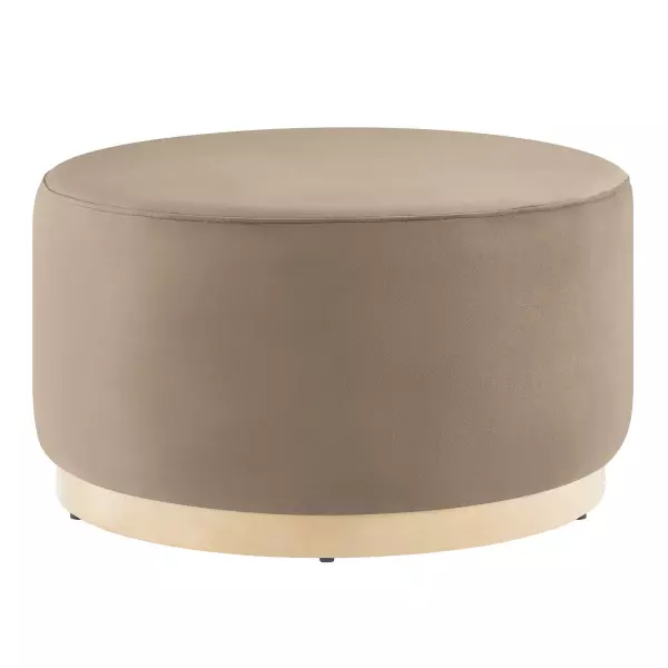 EEI-6648-TAU-NAT Tilden Large 29" Round Performance Velvet Upholstered Ottoman