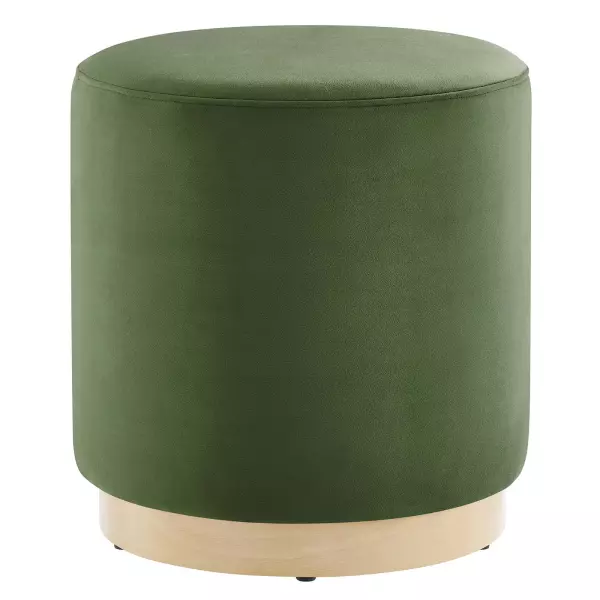 EEI-6652-MOG-NAT Tilden 16" Round Performance Velvet Upholstered Ottoman