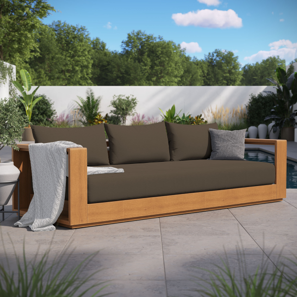 EEI-6784-NAT-COA Tahoe Outdoor Patio Acacia Wood Sofa by Modway in Brown