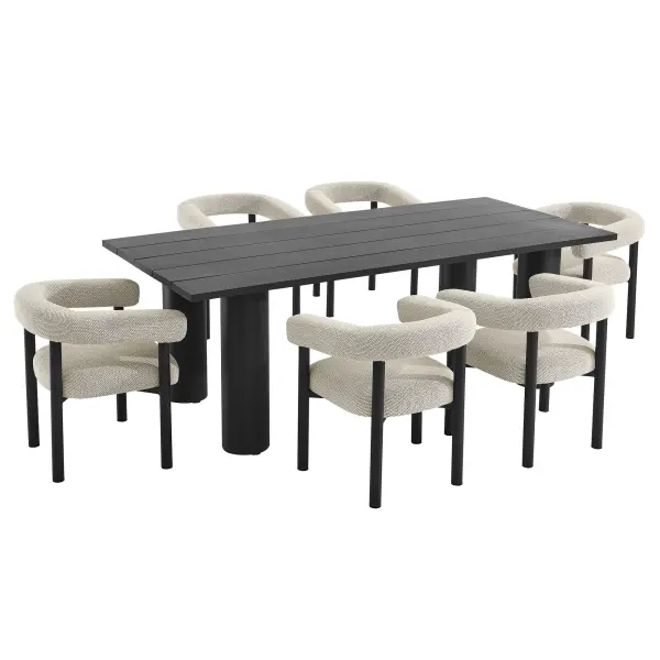 EEI-7062-IVO-GPH Nautica 7-Piece Rectangular Outdoor Patio Aluminum Dining Table and Chairs Set by Modway