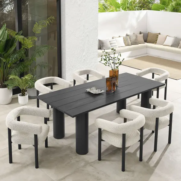 EEI-7062-IVO-GPH Nautica 7-Piece Rectangular Outdoor Patio Aluminum Dining Table and Chairs Set by Modway
