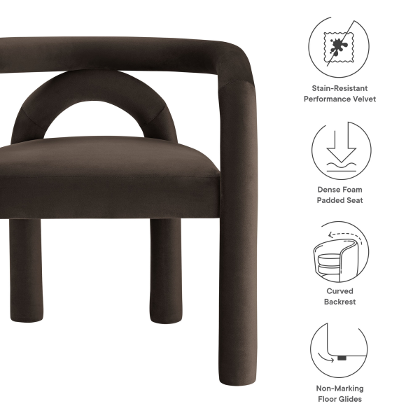 Eei 7104 Coa Astrid Performance Velvet Dining Chair By Modway In Brown 2
