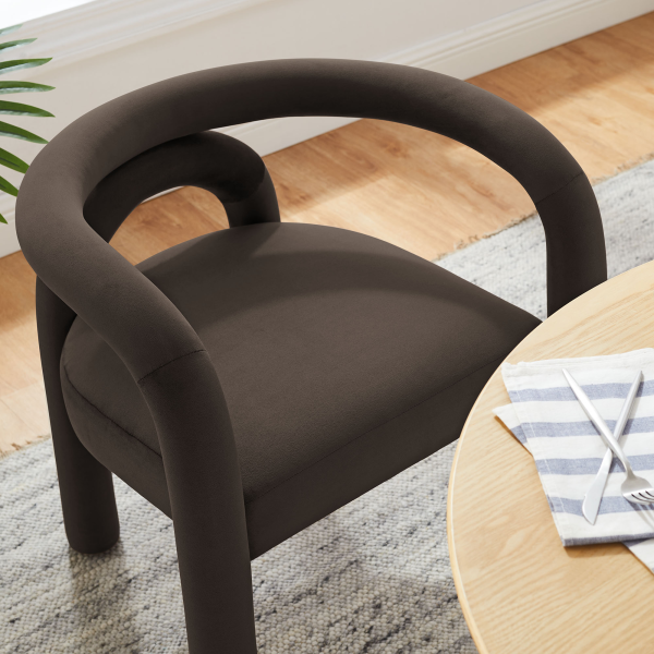 Eei 7104 Coa Astrid Performance Velvet Dining Chair By Modway In Brown 9