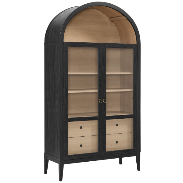 EEI-7168-BLK-OAK Nolan 74" Tall Wide Arched Storage Display Cabinet by Modway in Black