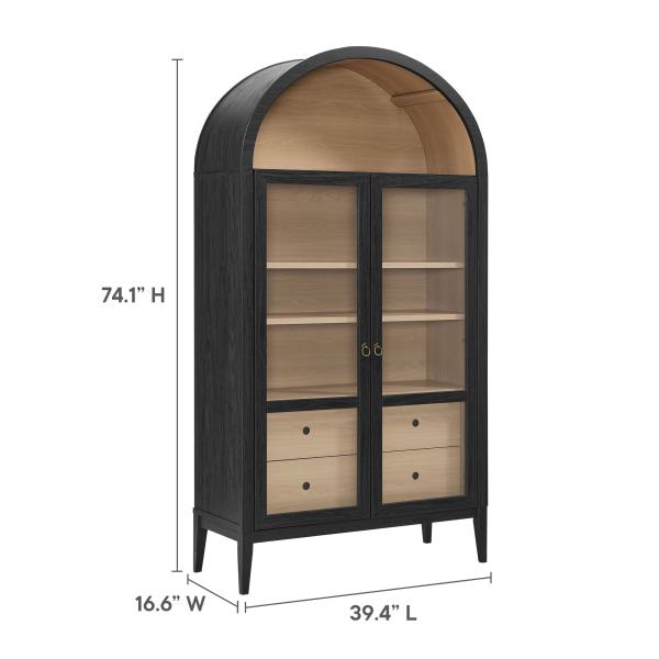 Eei 7168 Blk Oak Nolan 74 Tall Wide Arched Storage Display Cabinet By Modway In Black 2