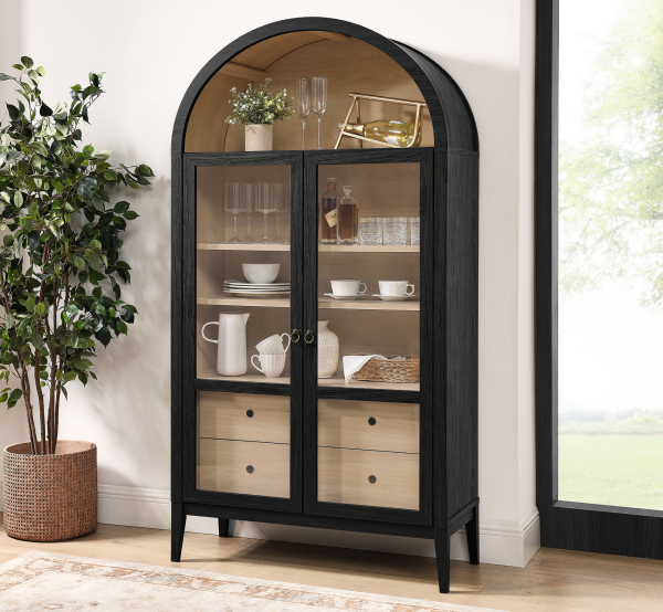Eei 7168 Blk Oak Nolan 74 Tall Wide Arched Storage Display Cabinet By Modway In Black 9