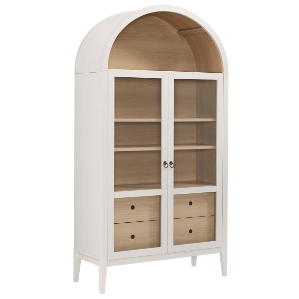 EEI-7168-IVO-OAK Nolan 74" Tall Wide Arched Storage Display Cabinet by Modway in White