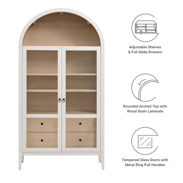 Eei 7168 Ivo Oak Nolan 74 Tall Wide Arched Storage Display Cabinet By Modway In White 2