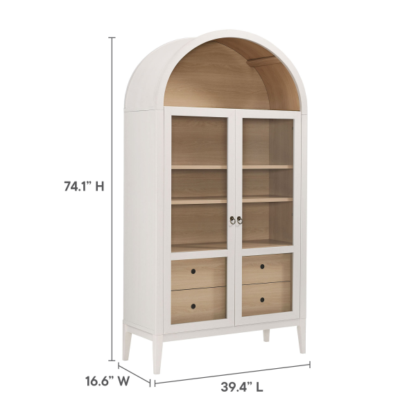 Eei 7168 Ivo Oak Nolan 74 Tall Wide Arched Storage Display Cabinet By Modway In White 3