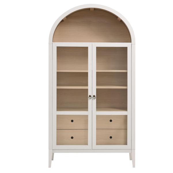 Eei 7168 Ivo Oak Nolan 74 Tall Wide Arched Storage Display Cabinet By Modway In White 5