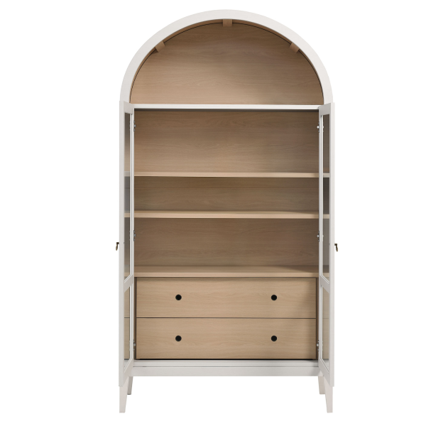 Eei 7168 Ivo Oak Nolan 74 Tall Wide Arched Storage Display Cabinet By Modway In White 6