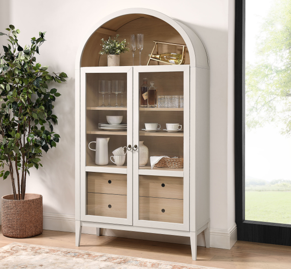 Eei 7168 Ivo Oak Nolan 74 Tall Wide Arched Storage Display Cabinet By Modway In White 9