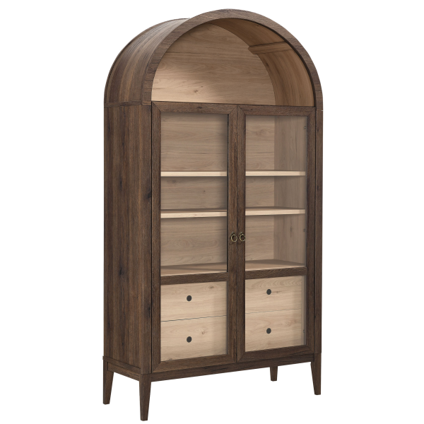 EEI-7168-WAL-LOA Nolan 74" Tall Wide Arched Storage Display Cabinet by Modway in Brown