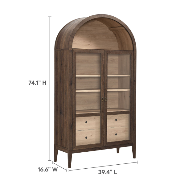 Eei 7168 Wal Loa Nolan 74 Tall Wide Arched Storage Display Cabinet By Modway In Brown 3