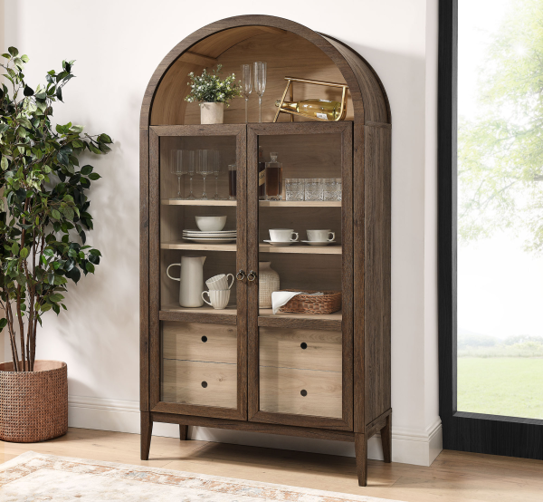 Eei 7168 Wal Loa Nolan 74 Tall Wide Arched Storage Display Cabinet By Modway In Brown 9