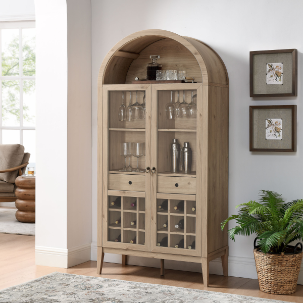 EEI-7203-LOA Nolan Arched Bar Cabinet by Modway in Light Oak