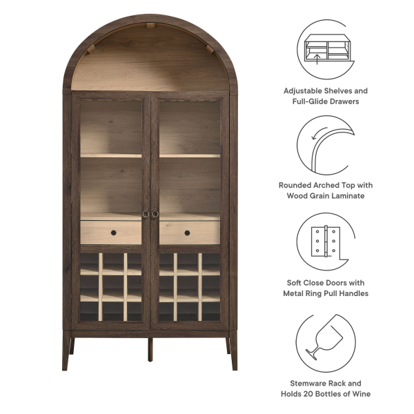 Eei 7203 Wal Loa Nolan Arched Bar Cabinet By Modway In Brown 2