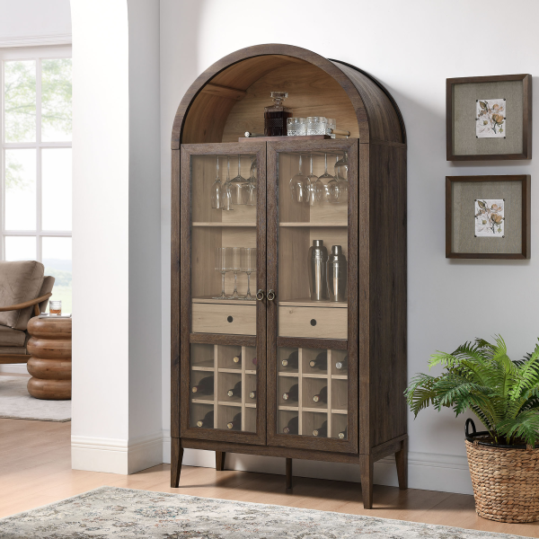 EEI-7203-WAL-LOA Nolan Arched Bar Cabinet by Modway in Walnut Light Oak