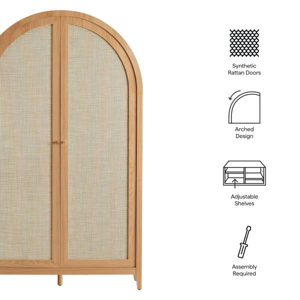 Eei 7294 Nat Calista 79 Tall Wide Rattan Arched Storage Cabinet By Modway 2