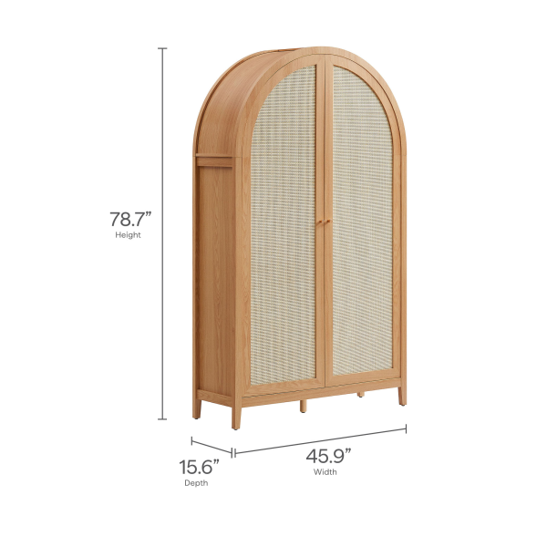 Eei 7294 Nat Calista 79 Tall Wide Rattan Arched Storage Cabinet By Modway 3