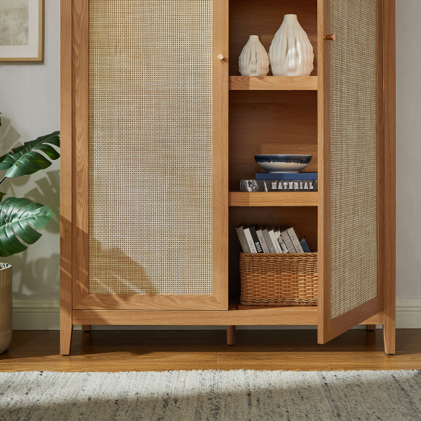 Eei 7294 Nat Calista 79 Tall Wide Rattan Arched Storage Cabinet By Modway 9