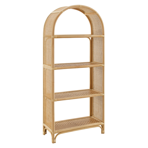 EEI-7363-NAT Celeste 67 Inch Tall Arched Natural Rattan Bookshelf By Modway in Natural