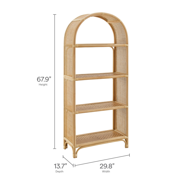 Eei 7363 Nat Celeste 67 Inch Tall Arched Natural Rattan Bookshelf By Modway In Natural 2