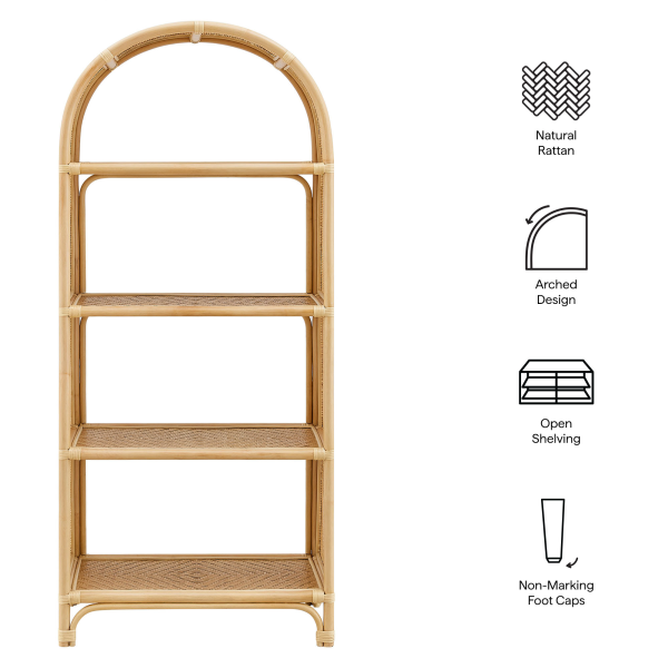 Eei 7363 Nat Celeste 67 Inch Tall Arched Natural Rattan Bookshelf By Modway In Natural 3