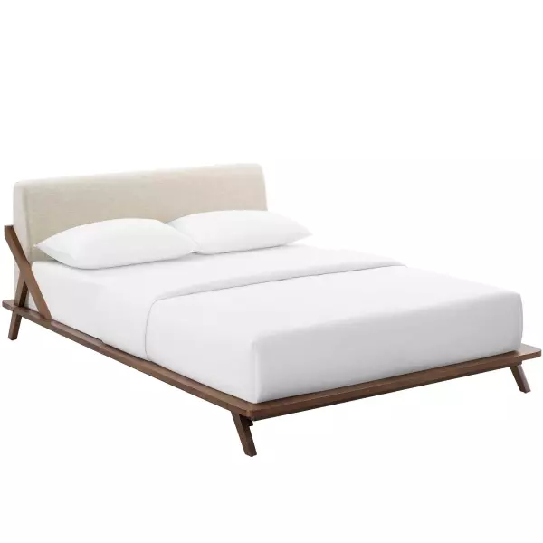 MOD-6047-WAL-BEI Luella Queen Upholstered Fabric Platform Bed