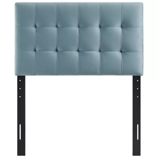 MOD-6118-LBU Lily Biscuit Tufted Twin Performance Velvet Headboard Light Blue