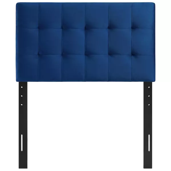 MOD-6118-NAV Lily Biscuit Tufted Twin Performance Velvet Headboard Navy