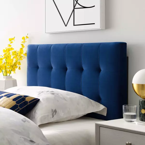 MOD-6118-NAV Lily Biscuit Tufted Twin Performance Velvet Headboard Navy