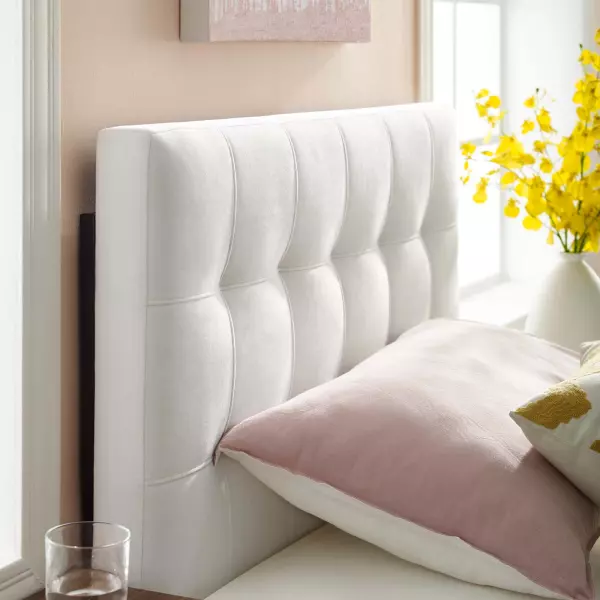 MOD-6118-WHI Lily Biscuit Tufted Twin Performance Velvet Headboard White
